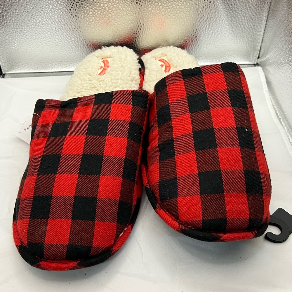 Slip on buffalo plaid slippers